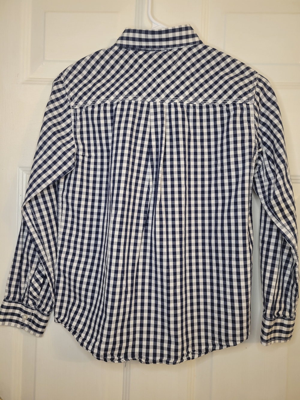 Tommy Hilfiger Boys Medium Navy & White Gingham Button-Down Shirt - Picture 3 of 6